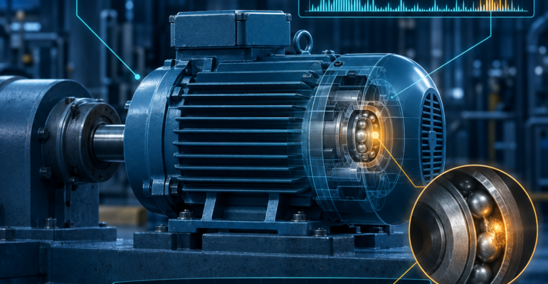 Motor current signature analysis identifying an early bearing fault