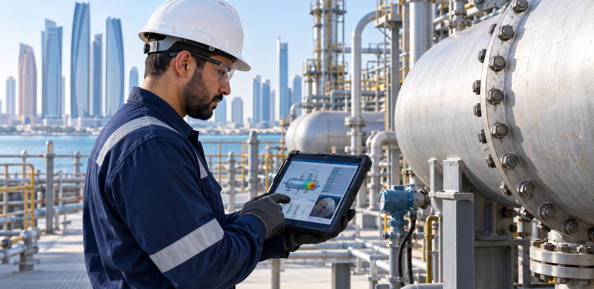 RBI inspection engineer assessing pressure equipment in the UAE