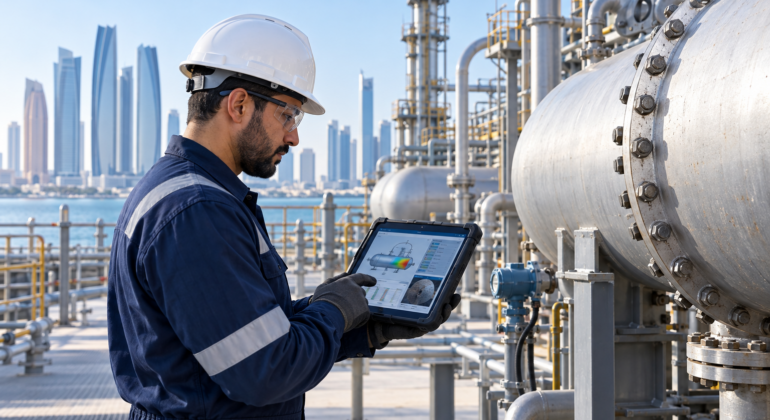 RBI inspection engineer assessing pressure equipment in the UAE